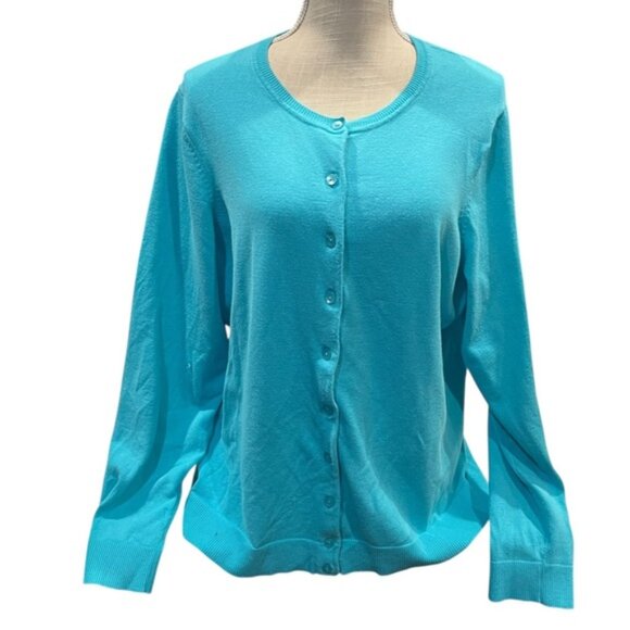 Charter Club Turquoise Knit Cardigan Women’s Plus Size 2X - Picture 1 of 6